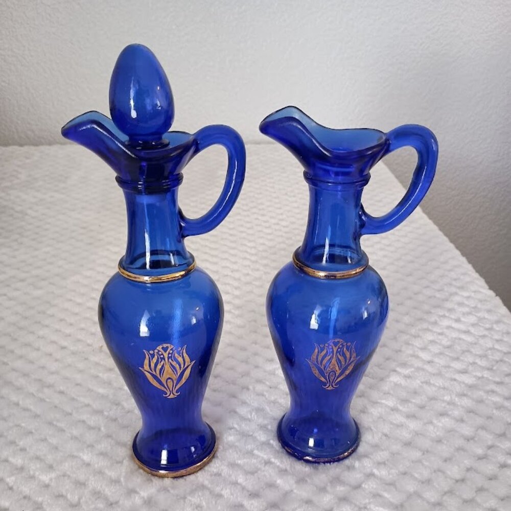 Cobalt Blue Vintage Pitchers, set of 2